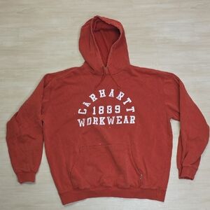 Vintage Carhartt Burnt Orange Hoodie Distrssed Size XL 1889‎ Workwear